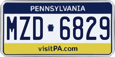 PA license plate MZD6829