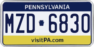 PA license plate MZD6830