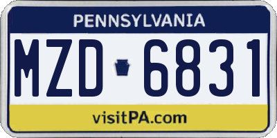 PA license plate MZD6831