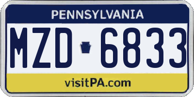 PA license plate MZD6833