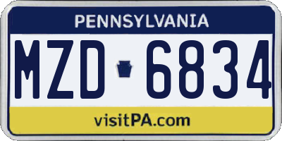 PA license plate MZD6834
