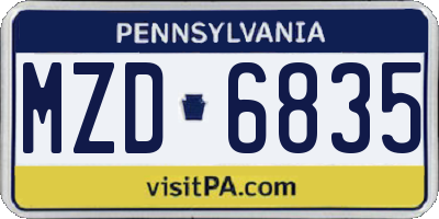 PA license plate MZD6835