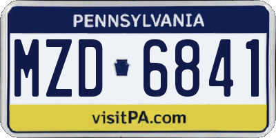PA license plate MZD6841