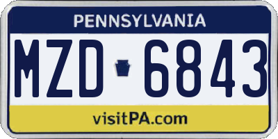 PA license plate MZD6843