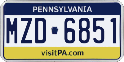 PA license plate MZD6851