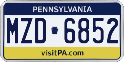 PA license plate MZD6852