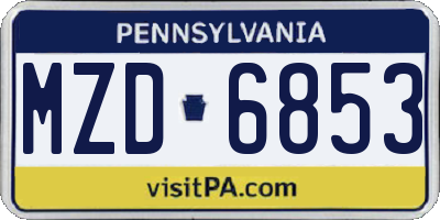 PA license plate MZD6853