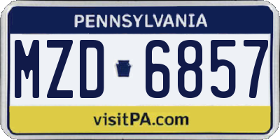 PA license plate MZD6857