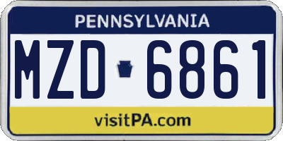 PA license plate MZD6861