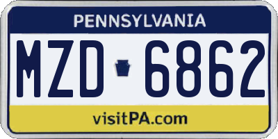 PA license plate MZD6862