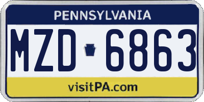PA license plate MZD6863
