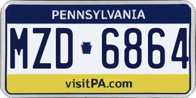 PA license plate MZD6864
