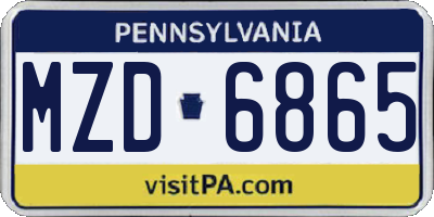 PA license plate MZD6865