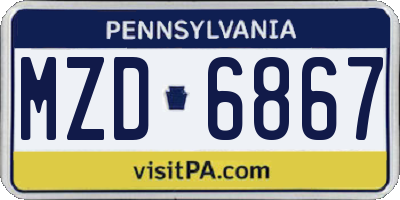 PA license plate MZD6867