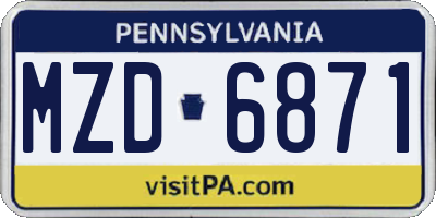 PA license plate MZD6871