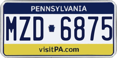 PA license plate MZD6875