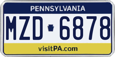 PA license plate MZD6878
