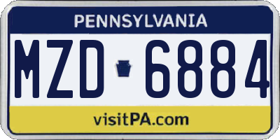 PA license plate MZD6884