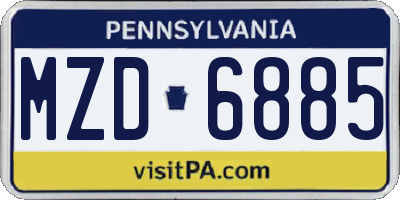 PA license plate MZD6885