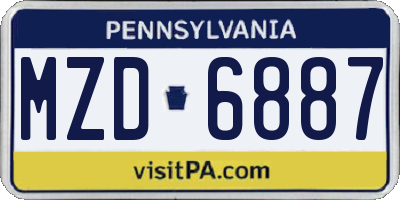 PA license plate MZD6887