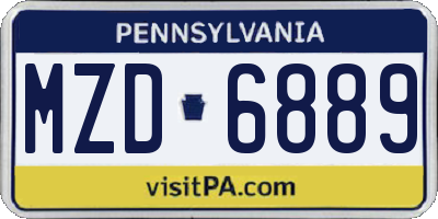 PA license plate MZD6889