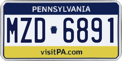 PA license plate MZD6891