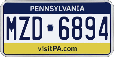 PA license plate MZD6894