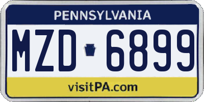 PA license plate MZD6899