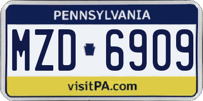 PA license plate MZD6909
