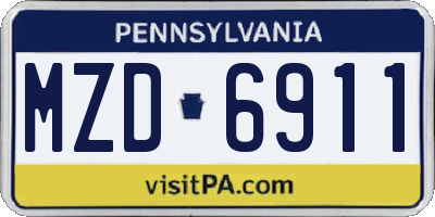 PA license plate MZD6911