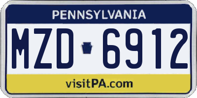 PA license plate MZD6912