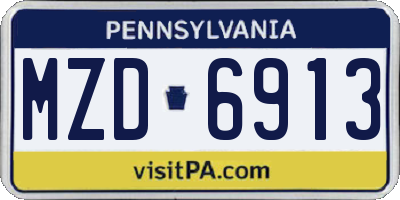 PA license plate MZD6913