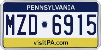 PA license plate MZD6915