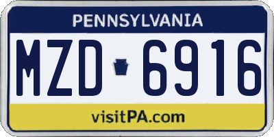 PA license plate MZD6916