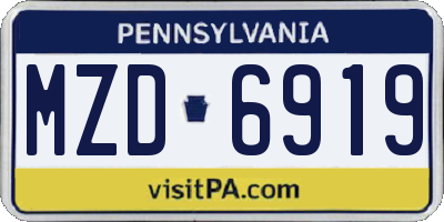 PA license plate MZD6919