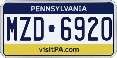 PA license plate MZD6920