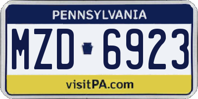 PA license plate MZD6923