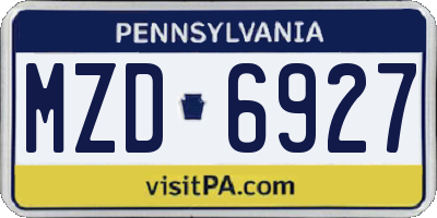 PA license plate MZD6927