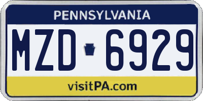 PA license plate MZD6929