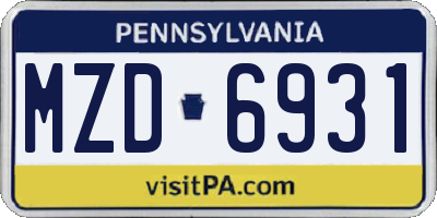 PA license plate MZD6931