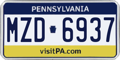 PA license plate MZD6937