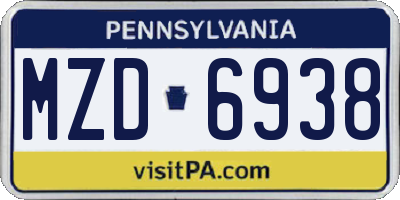 PA license plate MZD6938