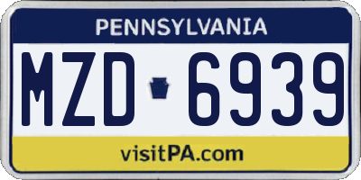 PA license plate MZD6939