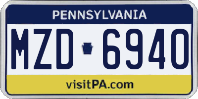 PA license plate MZD6940