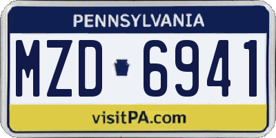 PA license plate MZD6941
