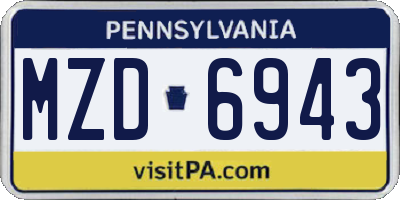 PA license plate MZD6943