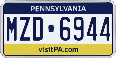PA license plate MZD6944