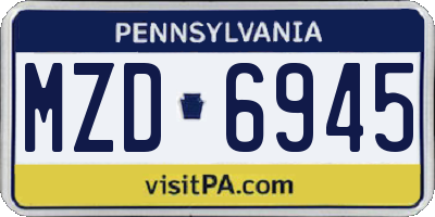 PA license plate MZD6945