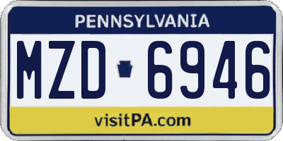 PA license plate MZD6946