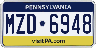 PA license plate MZD6948